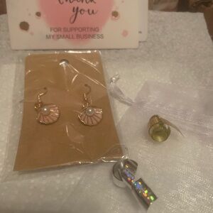 Elegant Gold and Pink Shell Earrings